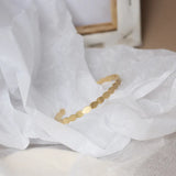 French Mist Brushed Wafer Round Bracelet for Women 18K Plated