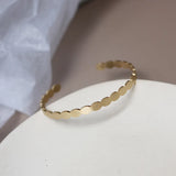 French Mist Brushed Wafer Round Bracelet for Women 18K Plated