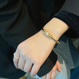 French High Sense Cylindrical Transfer Girlfriends Cuff Bracelet
