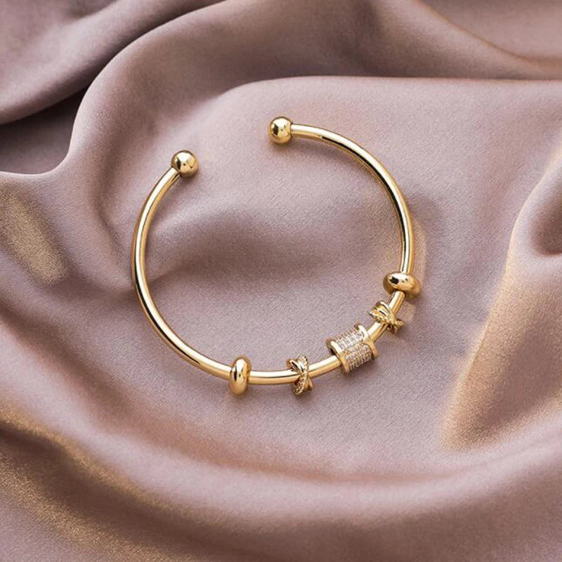 French High Sense Cylindrical Transfer Girlfriends Cuff Bracelet
