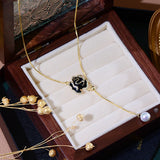 French Hot Flower Women Necklace Long Micro Inlaid Zircon Clavicle Chain