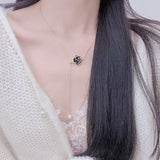 French Hot Flower Women Necklace Long Micro Inlaid Zircon Clavicle Chain