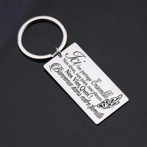 French Language Gift Stainless Steel Keychain