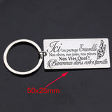 French Language Gift Stainless Steel Keychain