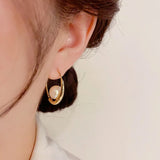 French Light High-End Feeling Mabe Bead Earrings