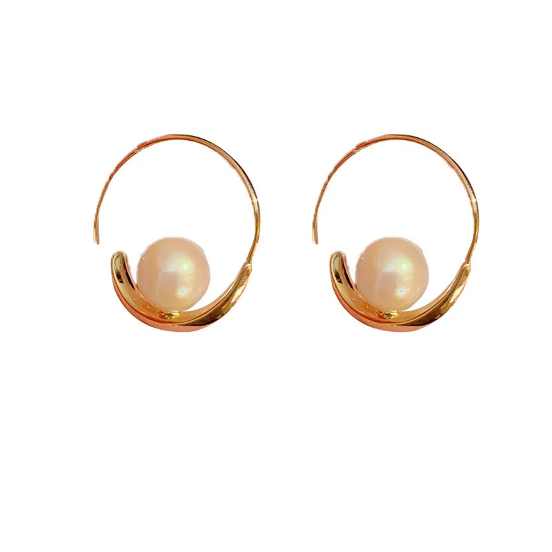 French Light High-End Feeling Mabe Bead Earrings