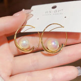 French Light High-End Feeling Mabe Bead Earrings