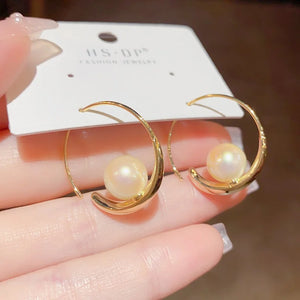 French Light High-End Feeling Mabe Bead Earrings