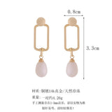 French Geometric Pearl Earrings for Women