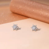 French Light Pav? Zircon Snowflake Earrings 925 Sterling Silver Christmas Party