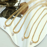 French Light Pearl Pendant Necklace Women Stainless Steel 18k Plated