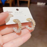 French Light Zircon Pearl C Earrings Earrings