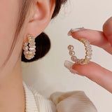 French Light Zircon Pearl C Earrings Earrings