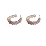 French Light Zircon Pearl C Earrings Earrings