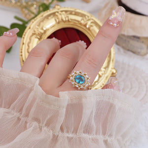 French Light Sky Zircon Women Rings Temperament Palace Style Gorgeous