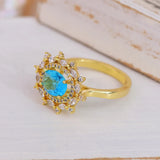 French Light Sky Zircon Women Rings Temperament Palace Style Gorgeous