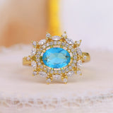 French Light Sky Zircon Women Rings Temperament Palace Style Gorgeous