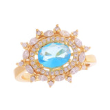 French Light Sky Zircon Women Rings Temperament Palace Style Gorgeous