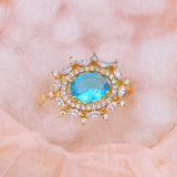 French Light Sky Zircon Women Rings Temperament Palace Style Gorgeous
