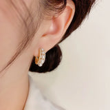 French Light Zircon Pearl Earrings High-End