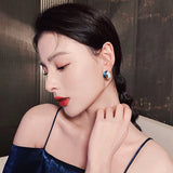 French Style Enamel Stud Earrings for Women