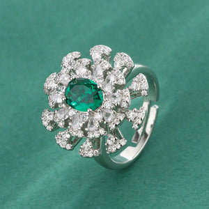 French Daisy Flower Ruby Adjustable Ring