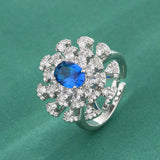 French Daisy Flower Ruby Adjustable Ring