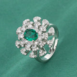 French Daisy Flower Ruby Adjustable Ring