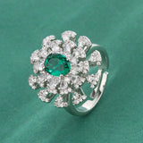 French Daisy Flower Ruby Adjustable Ring