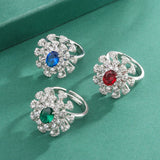 French Daisy Flower Ruby Adjustable Ring