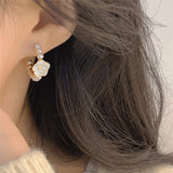 French Huashan Camellia Pearl Earrings