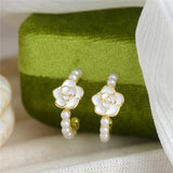 French Huashan Camellia Pearl Earrings