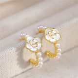 French Huashan Camellia Pearl Earrings