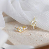 French Huashan Camellia Pearl Earrings