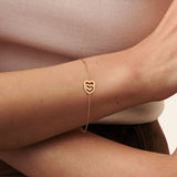 French Jewelry Double Heart Chain Sterling Silver Plated 18K Bracelet