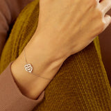 French Jewelry Double Heart Chain Sterling Silver Plated 18K Bracelet