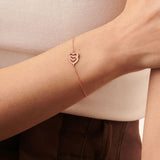 French Jewelry Double Heart Chain Sterling Silver Plated 18K Bracelet
