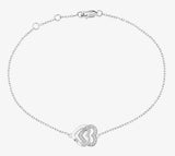 French Jewelry Double Heart Chain Sterling Silver Plated 18K Bracelet
