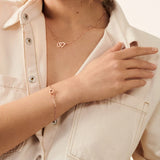 French Jewelry Double Heart Chain Sterling Silver Plated 18K Bracelet