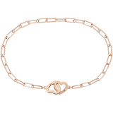 French Jewelry Double Heart Chain Sterling Silver Plated 18K Bracelet