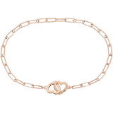 French Jewelry Double Heart Chain Sterling Silver Plated 18K Bracelet