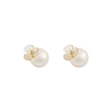 French Shell Flower Pearl Stud Earrings for Women
