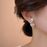 French Shell Flower Pearl Stud Earrings for Women