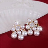 French Vintage Lolita Pearl Zircon Earrings Retro Literary Banquet Accessories