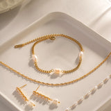 French Natural Freshwater Pearls Stainless Steel Bracelet
