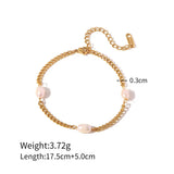 French Natural Freshwater Pearls Stainless Steel Bracelet