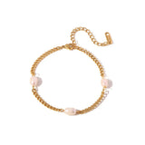 French Natural Freshwater Pearls Stainless Steel Bracelet
