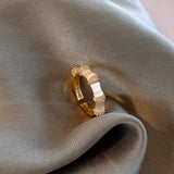 French Zircon Opal Bamboo Ring for Women Adjustable Accessory