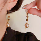 French Zircon Pearl Pendant Earrings Set