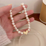 French Retro Freshwater Pearl Heart Clavicle Chain Necklace